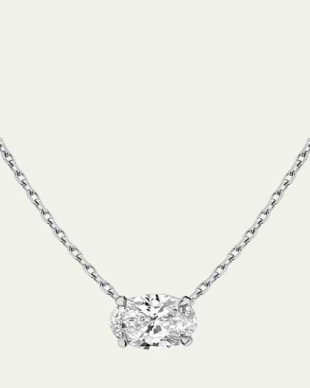Oval-Cut Solitaire Lab Grown Diamond Necklace, 1.0tcw